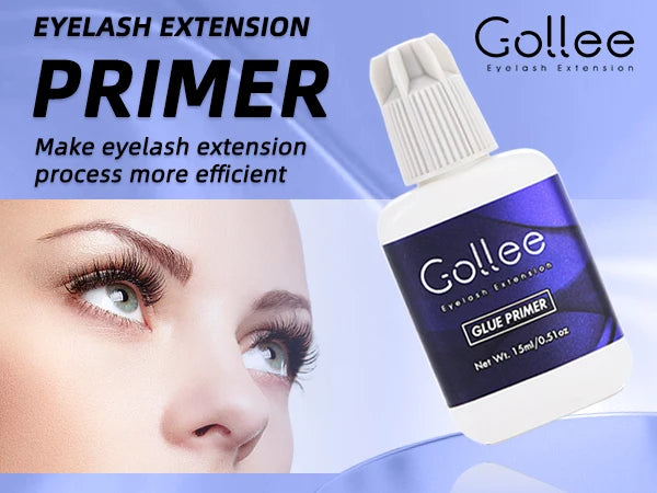 Gollee Eyelash Extensions Glue 15ml Lash Cleansing Primer Super Bonding Lasting Accelerated Curing Lash Extension Primer Makeup