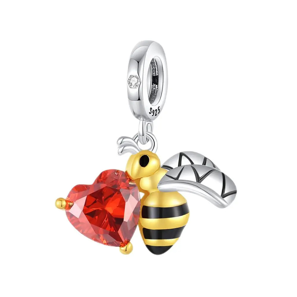 Exquisite 925 Sterling Silver Cute Dinosaur Turtle and Rabbit Couple Heart Charm Fit DIY Bracelet Necklace Casual Matching Gifts