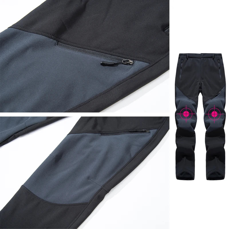 Men's Skiing Pants Hiking Fleece Lined Waterproof Winter Keep Warm Camping Trekking  Outdoor Work Hunting Trousers