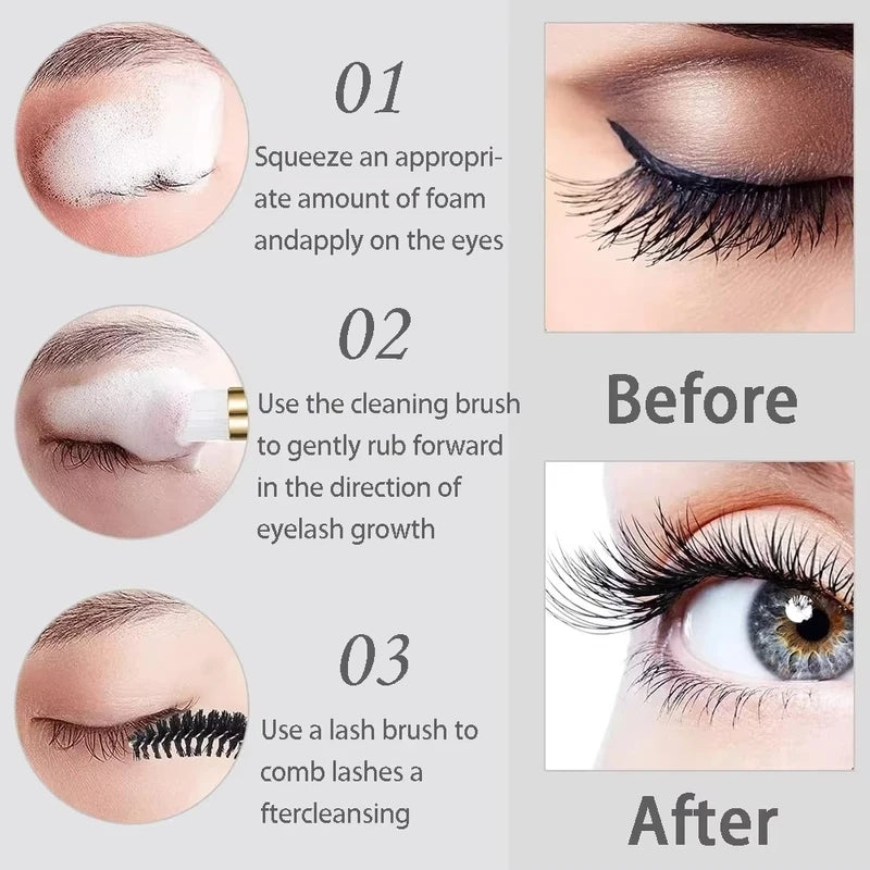 SENSE LASHES Lash Shampoo Concentrate No Stimulation Lash Cleanser DIY Professional Eyelash Extension Bath Foam Makeup Remover