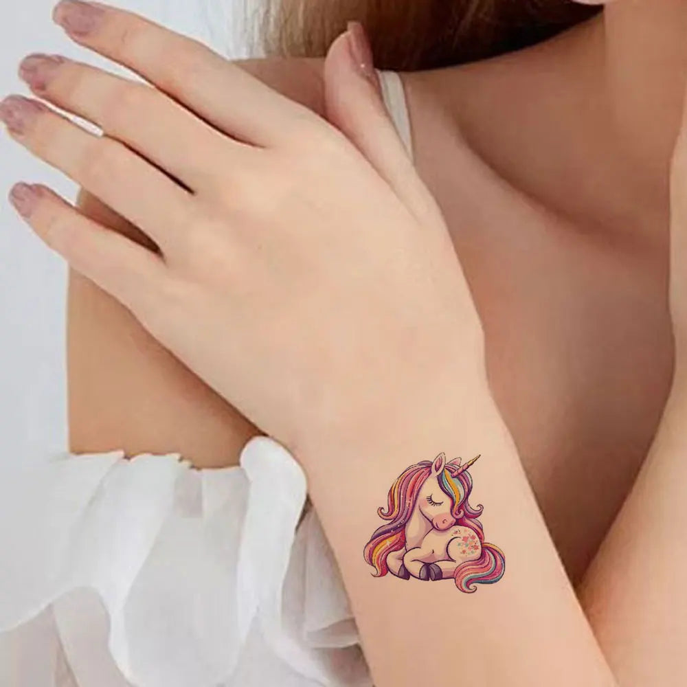 25pcs Cartoon Tattoo Stickers for Hand Face Makeup Unicorn Temporary Tattoo Stickers Cute Hand Tattoo Decoration