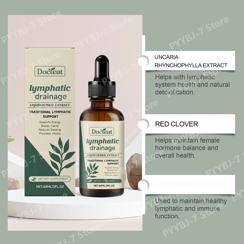Lymphatic Drainage Drops 60ml Help Bloat Relief Immune System Health Extract with Cleavers Red Clover Stillingia Prickly Ash