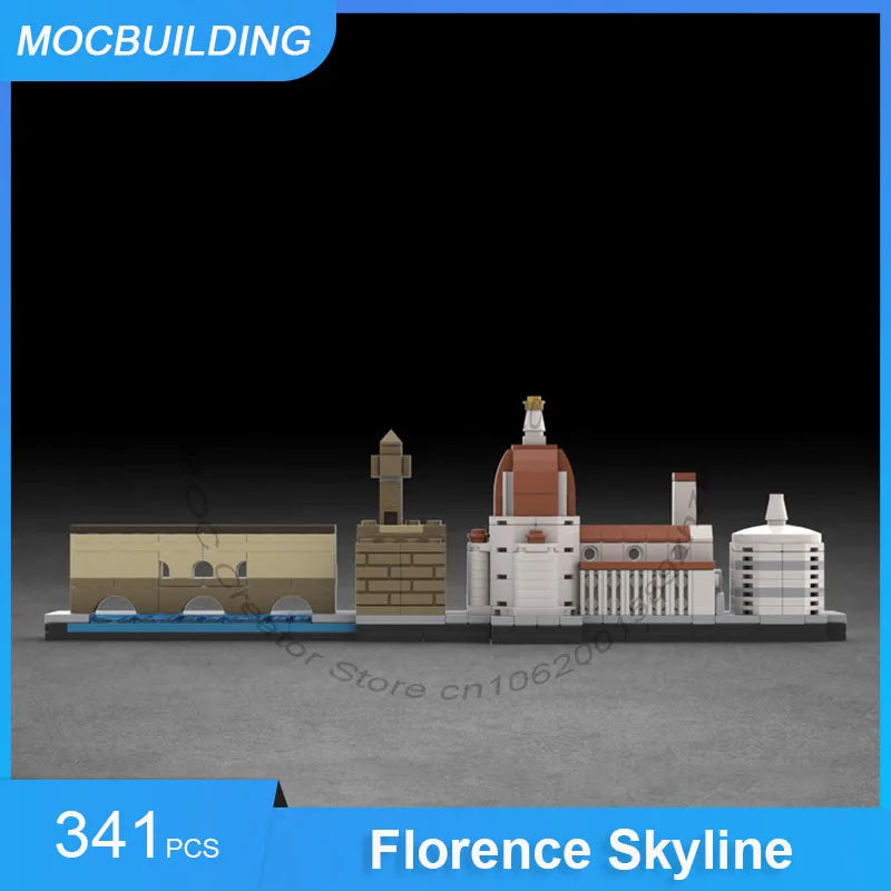 MOC Building Blocks Florence Skyline Model DIY Assemble Bricks Architecture Collection Display Creative Toy Birthday Gift 341PCS