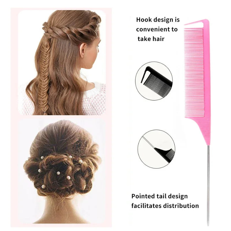 10Pcs Hair Styling Comb Set Rat Tail Edge Brush Braid Loop Tool Household Salon Hair Grooming Accessory
