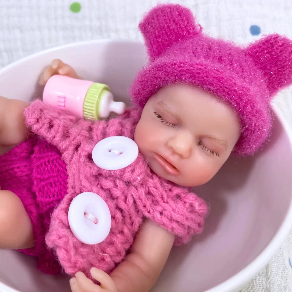 15CM Can Open Mouth Silicone Reborn Doll LouLou Squishy Elastic Silicone Washable Body Palm Doll Toy Christmas Gift