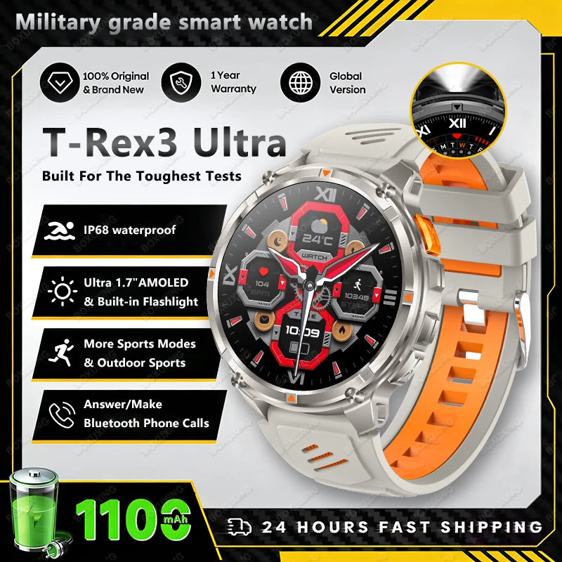 2026 GPS Sports Smart Watch 1.7-Inch AMOLED Screen Outdoor Sports Compass Heart Rate IP68 Waterproof Bluetooth Call Smartwatches