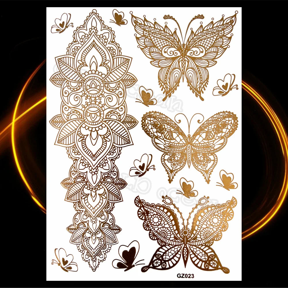 1PC Summer Style Men Women Body Art Gold Metallic Tattoo Sticker HYS-101 Chain Bracelet Fake Jewelry Waterproof Temporary Tattoo