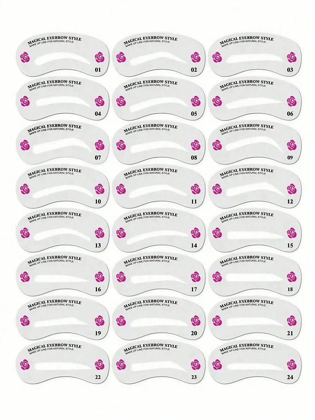 24 Styles Eyebrow Shaping Stencils - Grooming Kit for Women - Perfect for Beauty Modeling and Makeup Application