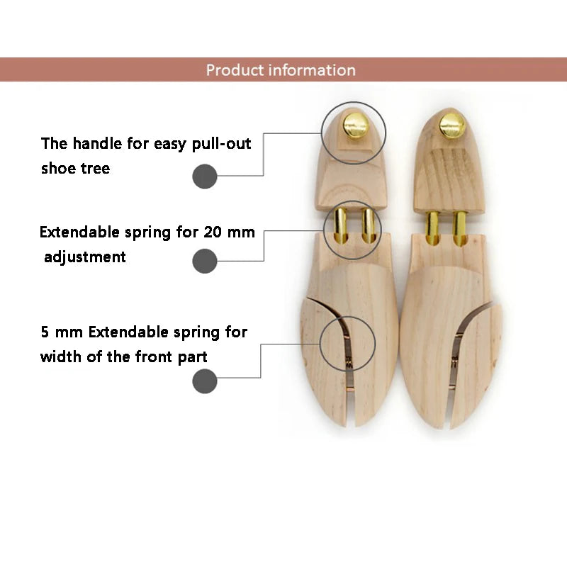 4-PACK Men's And Women's Shoe Trees, Adjustable Pine Wood Shoe Trees