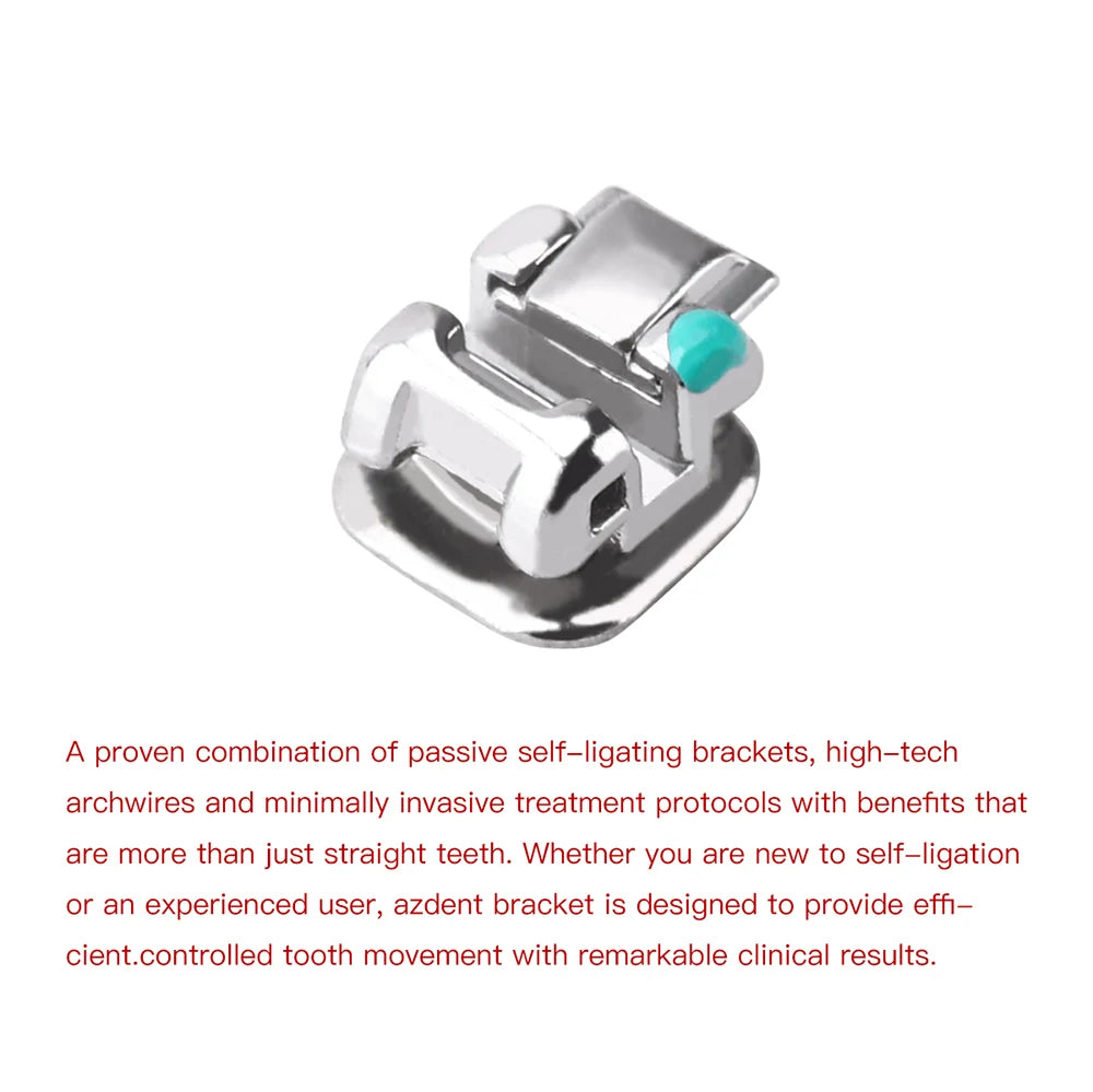 AZDENT Dental Orthodontic Brackets Self-Ligating Braces Inserted Crimpable Movable Hooks Auxiliary Hole Buccal Tube 28pcs/Box