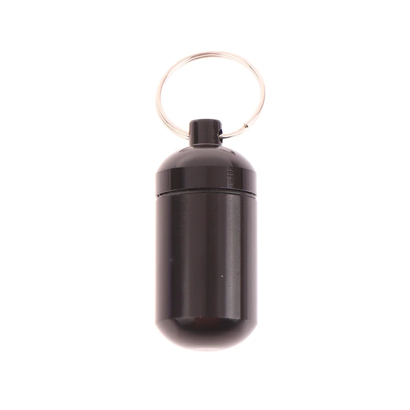 1Pcs Portable Outdoor Waterproof Survival Sealed Pill Box Capsule Seal Bottle  Storage Box  Mini With Keyring Sealed Tank Alloy