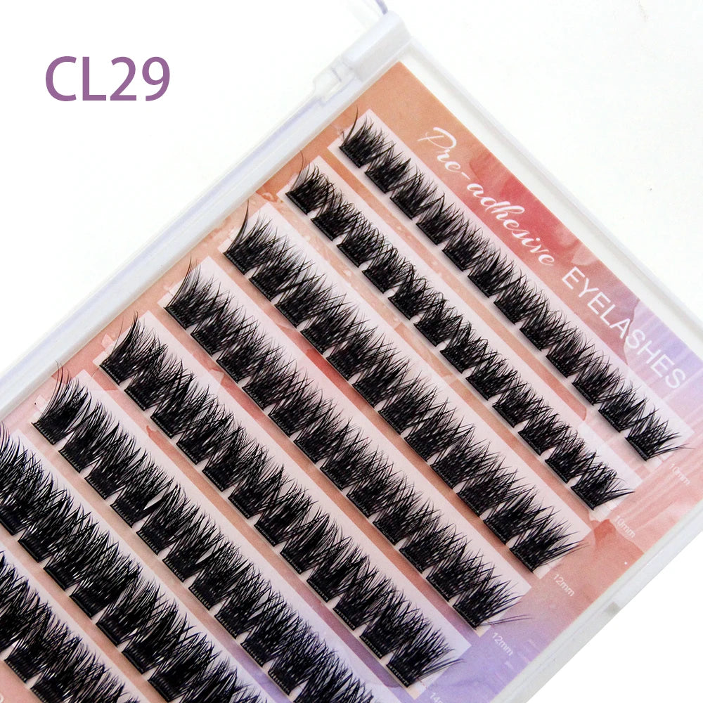 HOLLYLASH 96 Clusters DIY Self Adhesive Cluster Lashes Russian Volume False Eyelashes C Curl Natural Soft Individual Eyelashes
