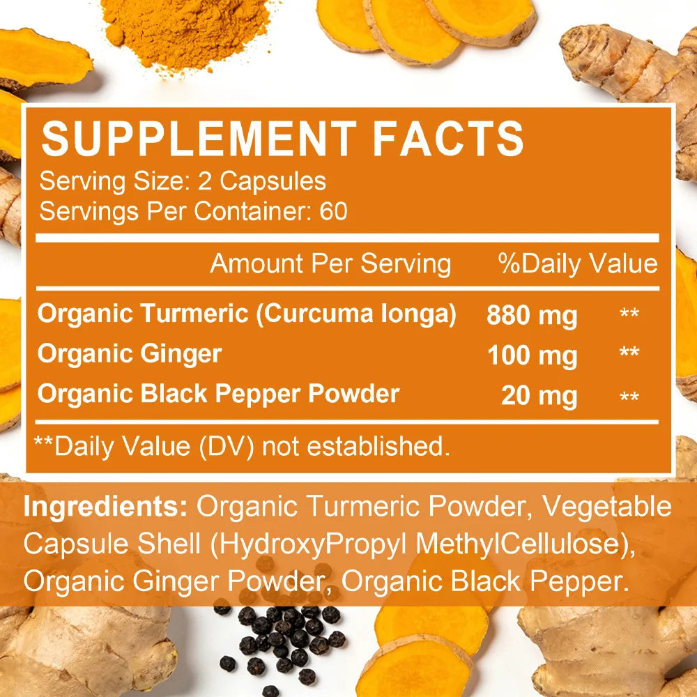 Turmeric Curcumin with Black Pepper & Ginger, 95% Curcuminoids, Joint, Brain, Cognitive, Digestive & Immune Support, Antioxidant