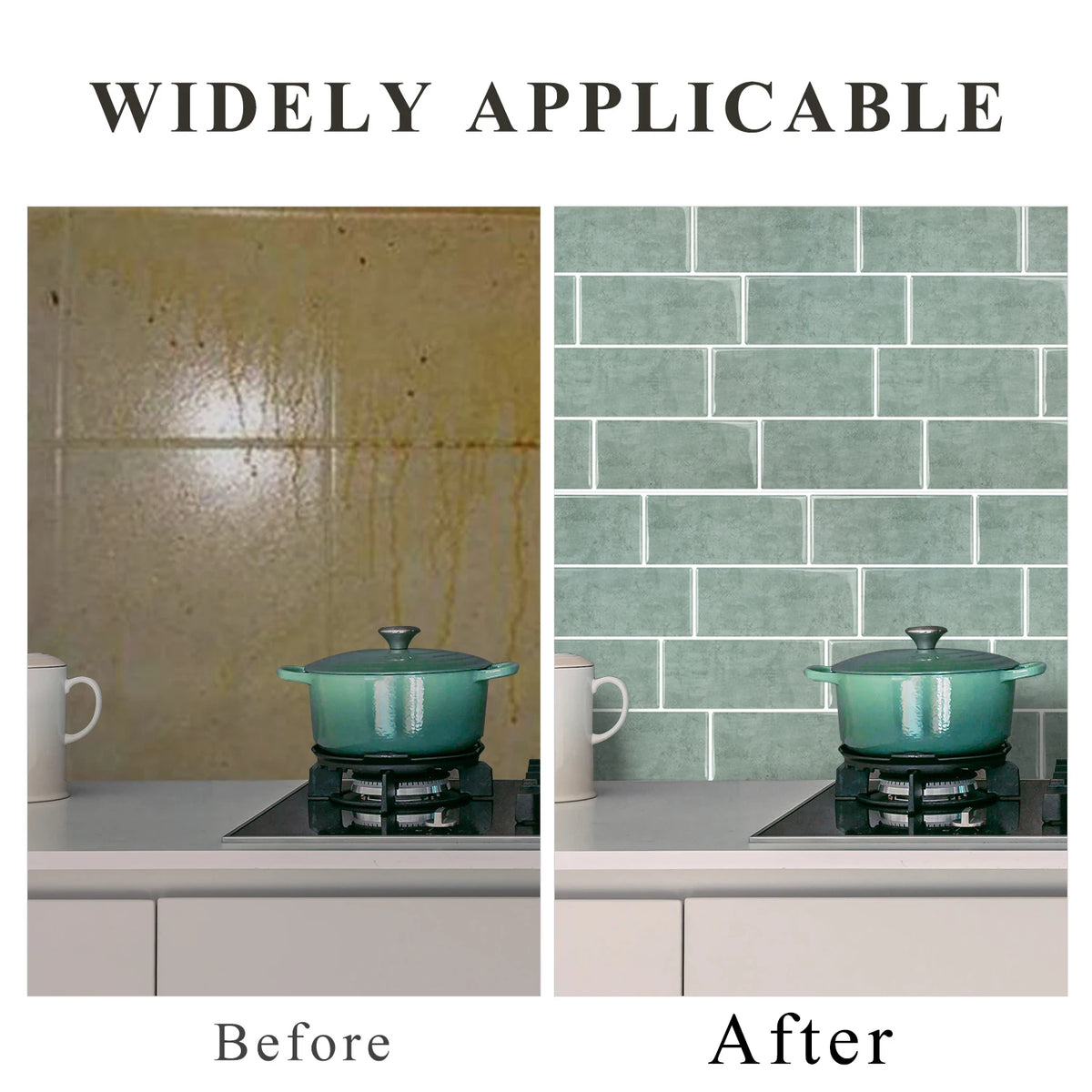 10 Pieces Premium Self Adhesive Waterproof Wall Stickers 3D Durable Vinyl Wallpaper For Kitchen Bathroom Backsplash Home Decor