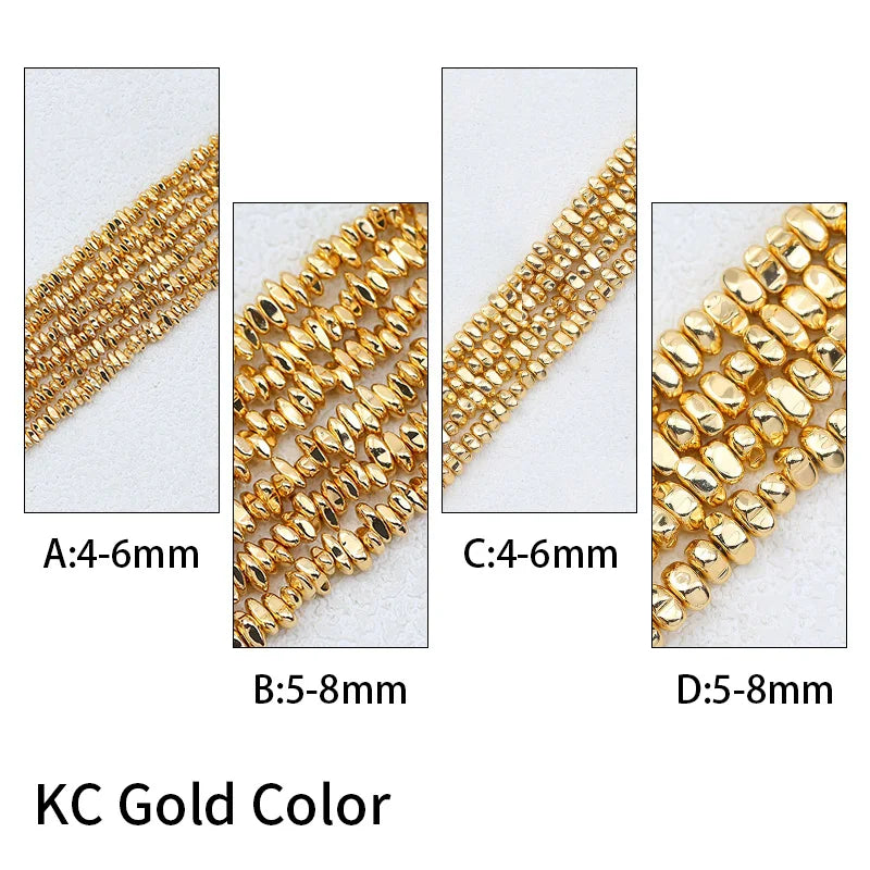 WLYeeS Gravel Stone beads 4-8mm Irregular Gold Colour Hematite  small Spacer Loose Bead for Jewelry bracelet Necklace Making DIY
