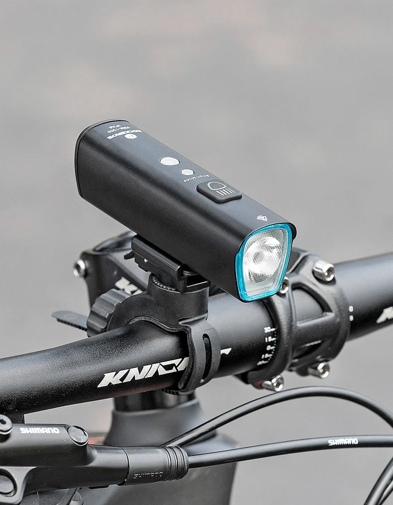 ROCKBROS Bike Light Bicycle Light Smart Vibration Sensing 1000Lumen 4000mAh 5 Modes Type-c LED Flashlight MTB Front Bike Lamp