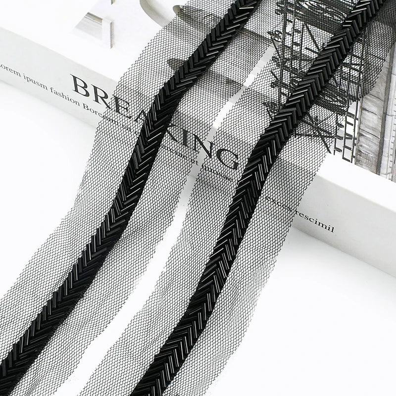 2/5/10Yards 7mm Beaded Lace Ribbon Sewing Wedding Dresses Laces Trim Decorative Trimmings Stitching Fabric DIY Crafts Materials