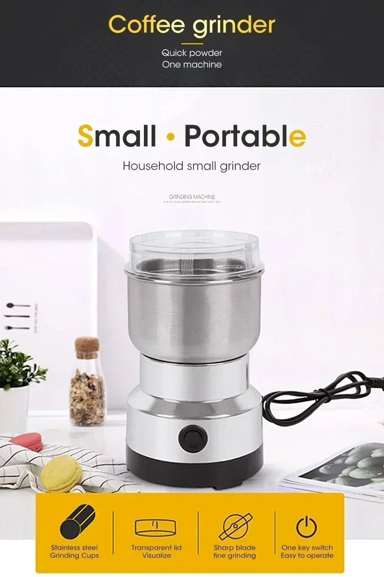 Electric Coffee & Spice Grinder 200W, 400ML Large Capacity Stainless Steel Dry Food Processor with One-Touch Control