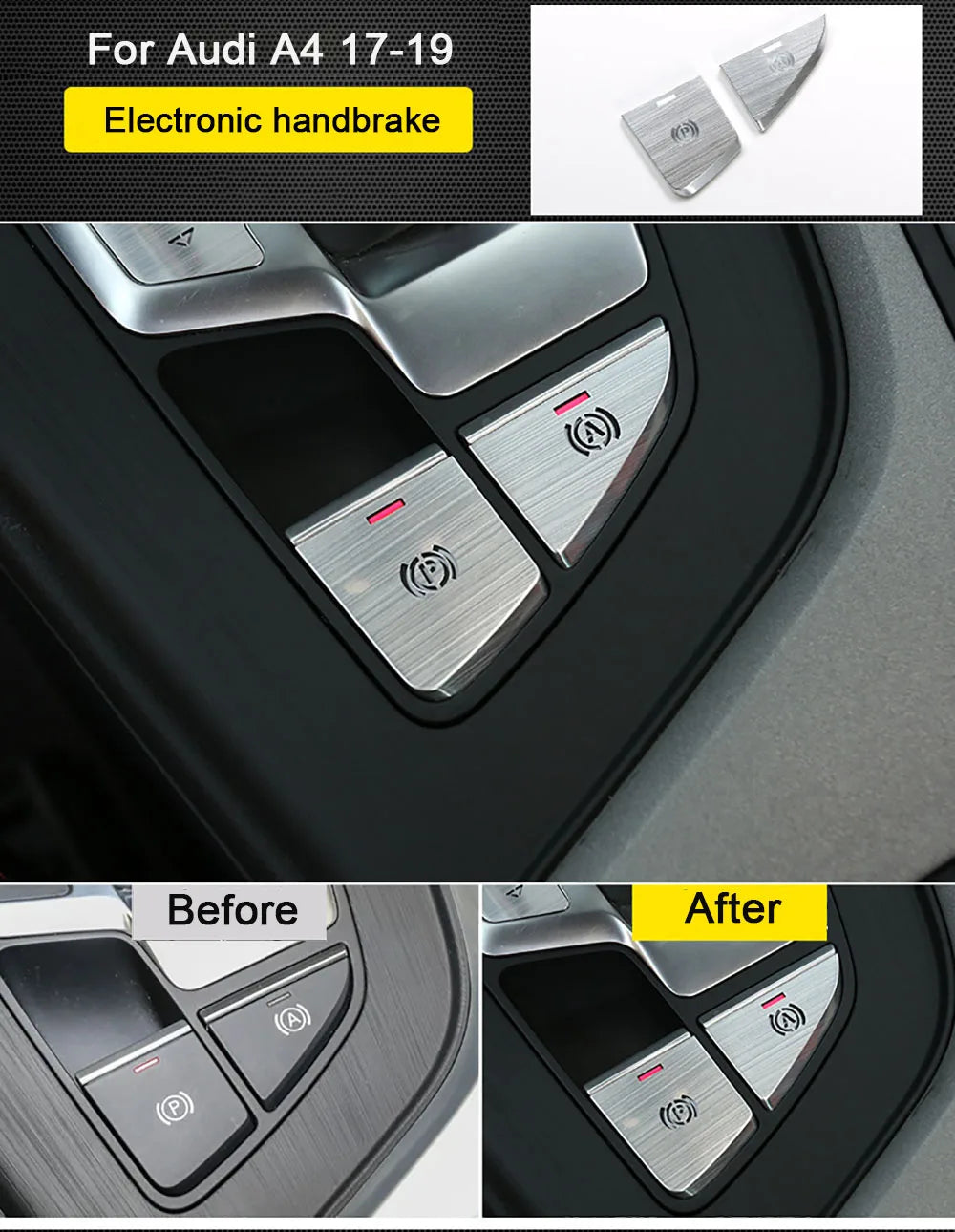 Car Decal Central Handbrake A P Buttons Decorative Panel Covers Stickers Trim For Audi A4 B9 Interior Auto Accessories Goods