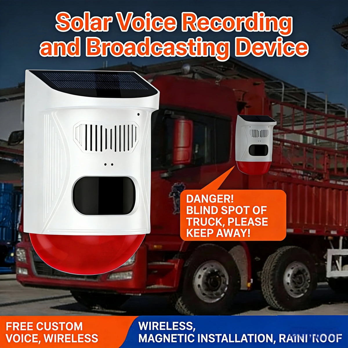 Solar Strobe Alarm Light with Motion Sensor Siren Outdoor Alarm Siren with Remote Controller 120db Sound Security Siren Light