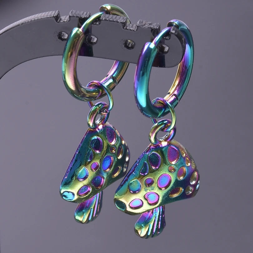 Multistyle Rainbow Ear Jewelry Stainless Steel Hoops Fashion Alloy Heart Wings  Witch Hat Foot Sun Charm Earrings For Women Men