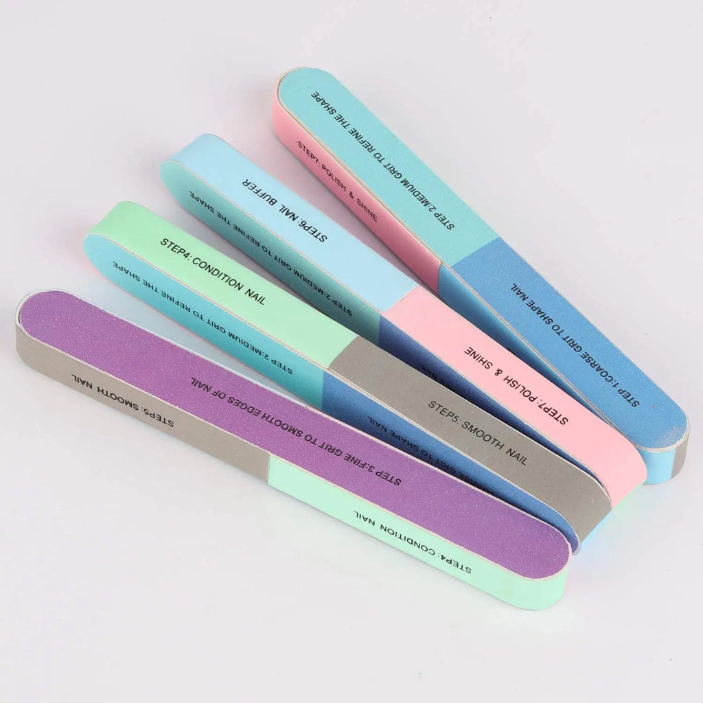 1/5Pcs Nail File Seven Sided Polishing Tools Manicure Pedicure Professional Files Nail Art Sanding Buffer Block Nail Tools