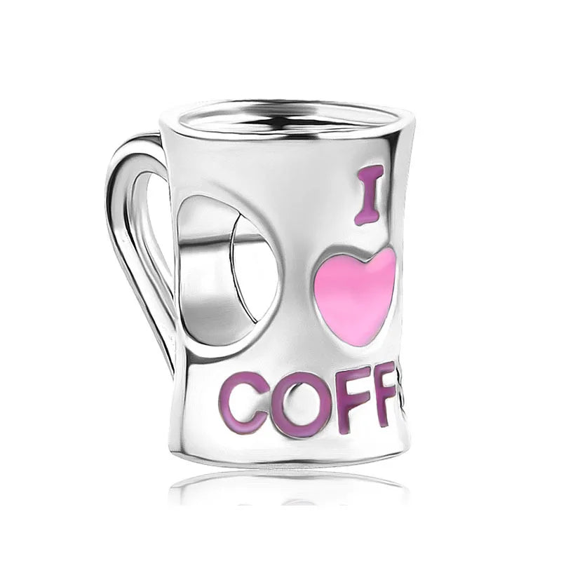 Hot Selling 925 Silver Cup,Coffee Cup,Beer,Bead Pendant Suitable European Original Bracelet DIY Accessories,Exquisite Jewelry ﻿