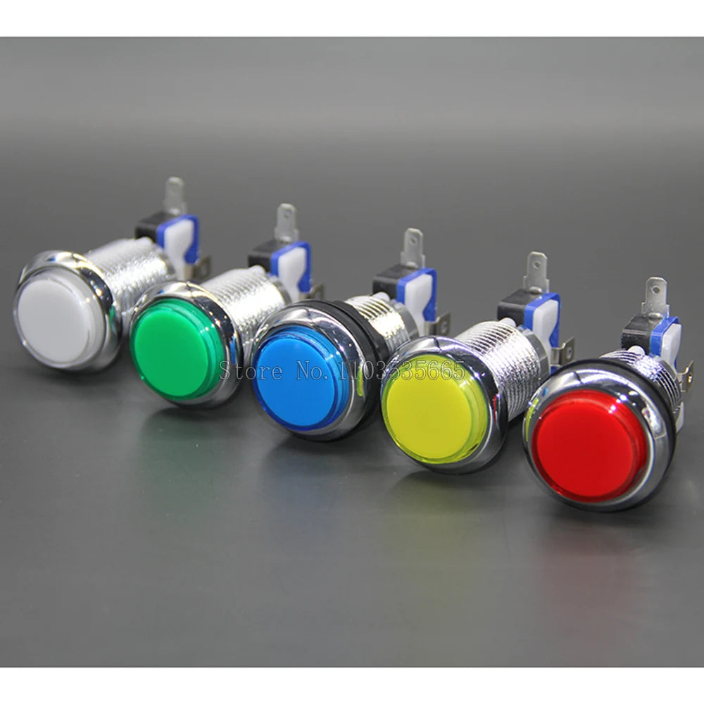 1PCS CHROME Plated illuminated arcade push button 5V 12v LED Arcade Start Push Button with microswitch for Arcade game DIY