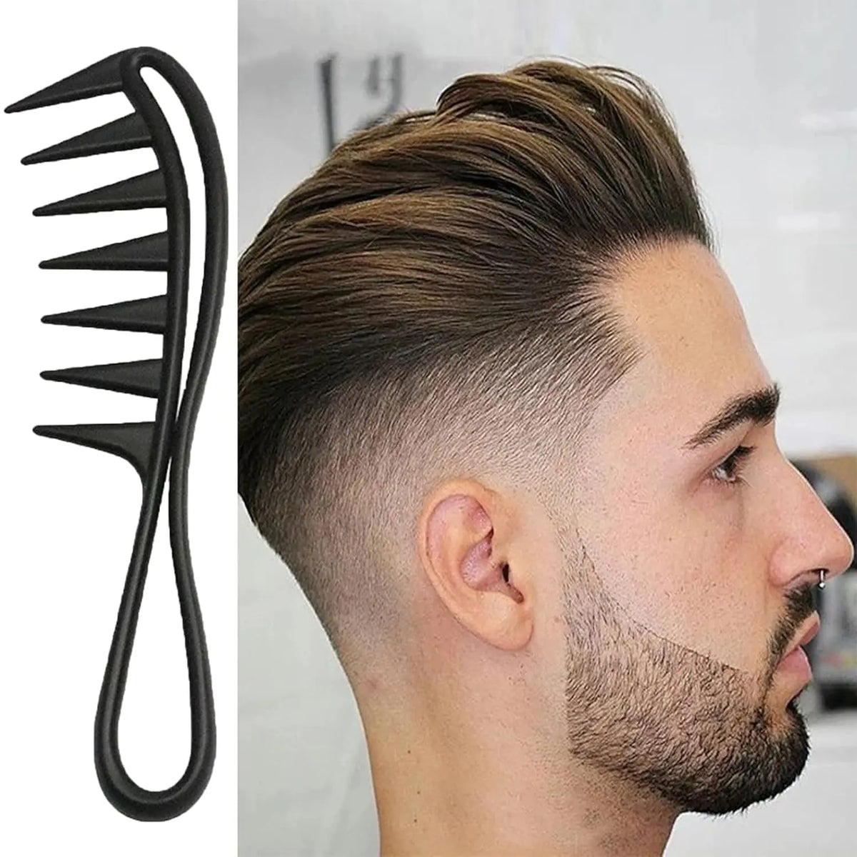 2 Pcs Professional Comb Set, Large Tooth Curl Comb Shark Teeth Hair Hairstyle Tool for Curly Wet Wavy Thick Hair Wigs Barber