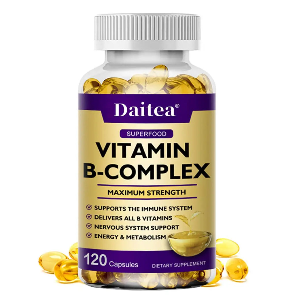 Vitamin B-Complex Capsules - Energy, Immune & Nervous System Support, Relieve Stress, Improve Digestion