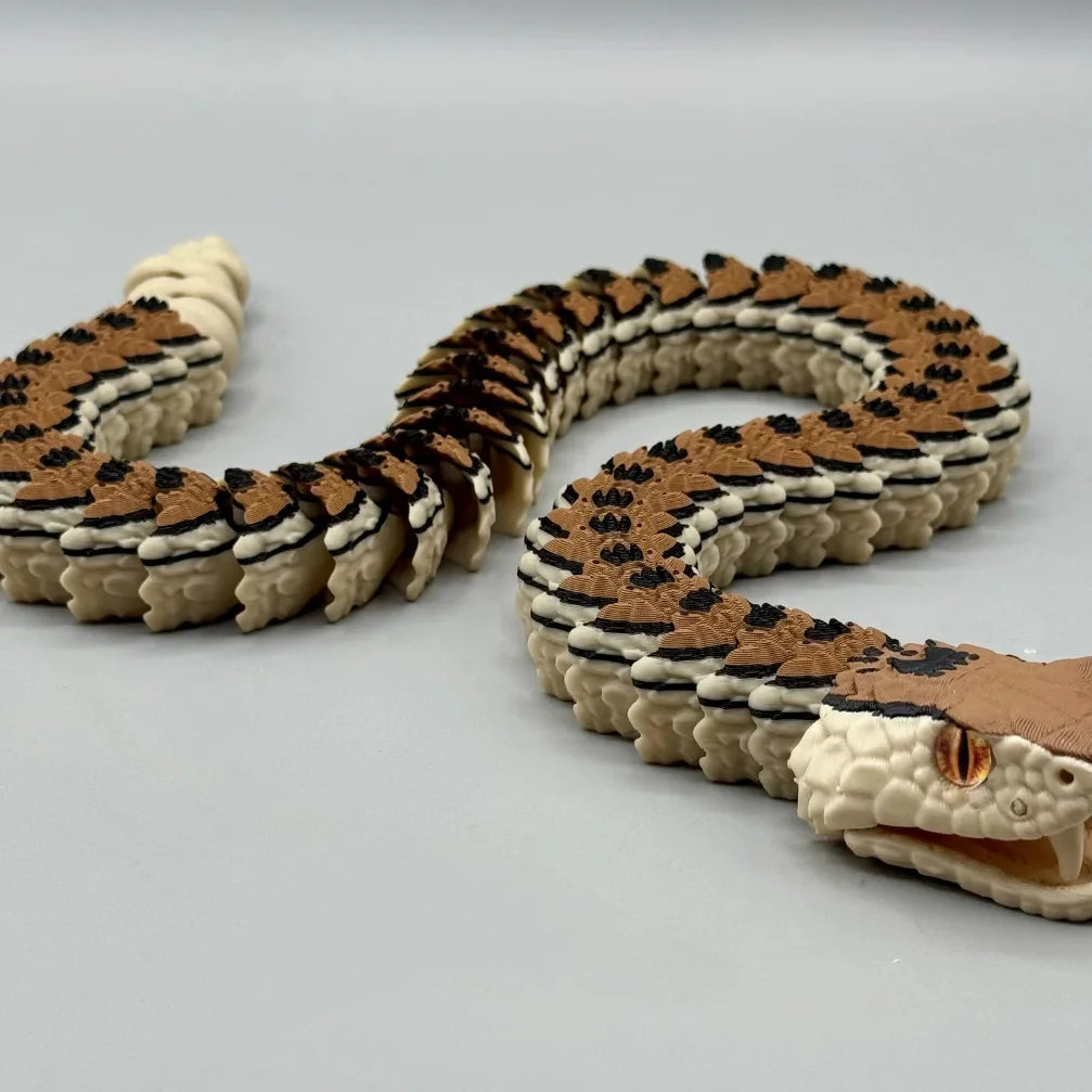 3D Printed Rattlesnake with Teeth Multi-jointed Movable Home Decor Kids Halloween Scare Desk Accessory Delicate Design