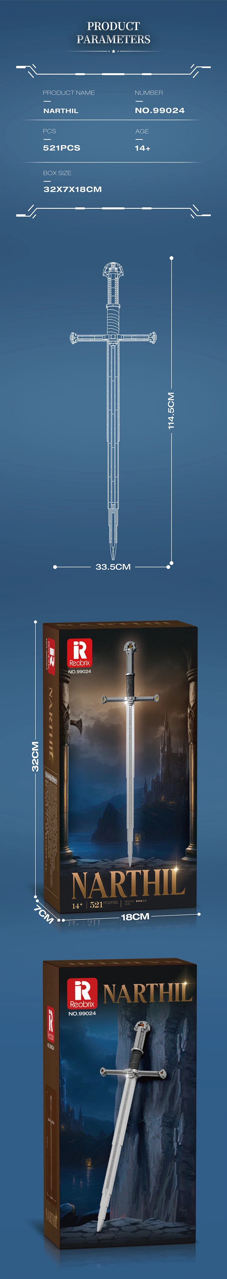 IN STOCK 99024 MOC Idea Narthil Building Blocks Model Holy Sword Bricks Assembling Toys for Boys Christmas Gift Set