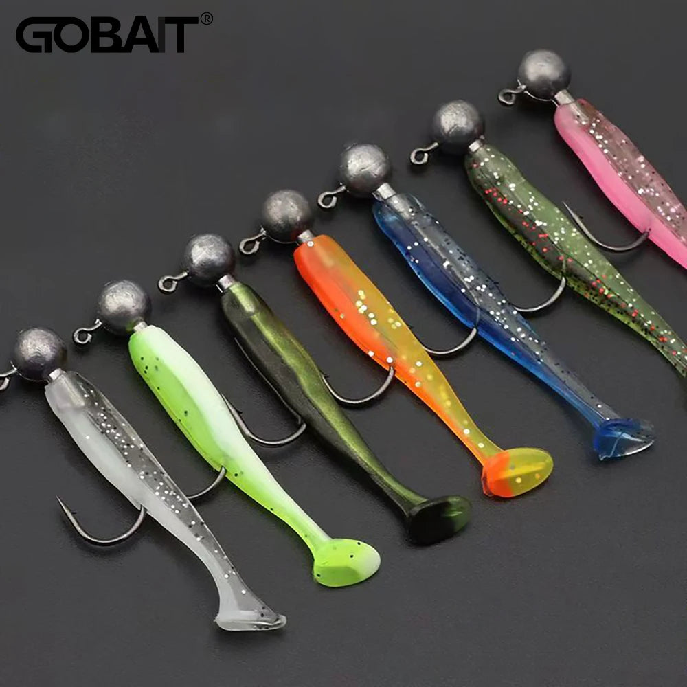 14PCS Gear Kit 10PCS Soft Lure 5.5cm 7cm 10cm T Tail Worm 4PCS Jigging Head Hook 3g 5g 10g Metal Jig Fishing Pesca Swimbait Bait