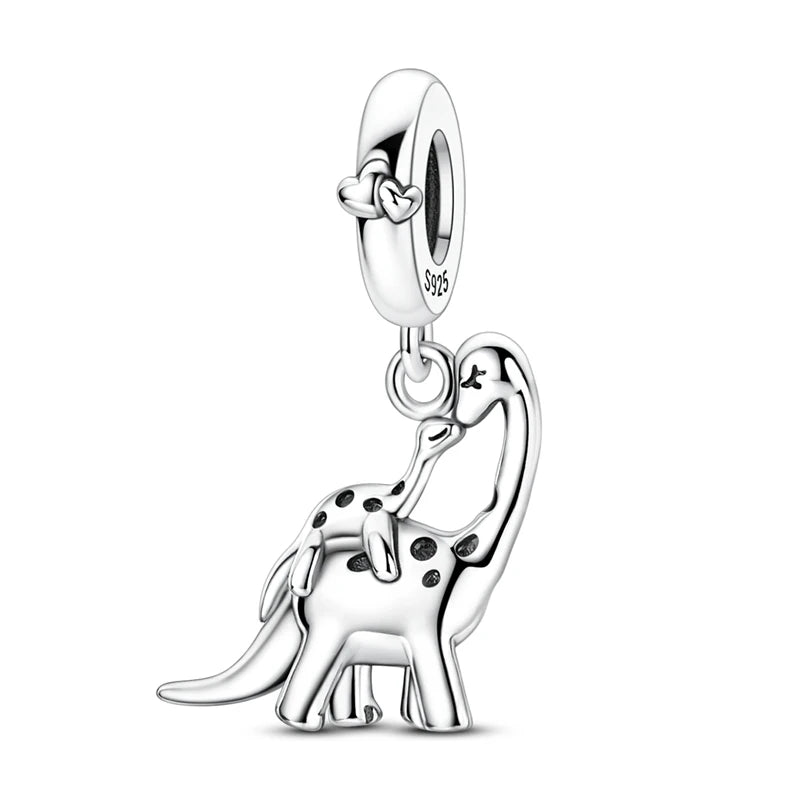 Beautiful 925 Sterling Silver Puppy Cat Swallow Raccoon Giraffe Animal Pendant Fit DIY Bracelet Necklace Package Jewelry Gifts
