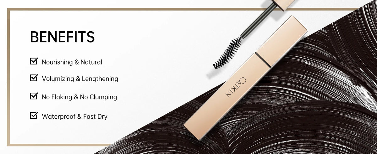 CATKIN Mascara Black, Volumizing & Lengthening Waterproof Nourish Eyelash Mascara, Create Longer and Thicker Looking Lashes