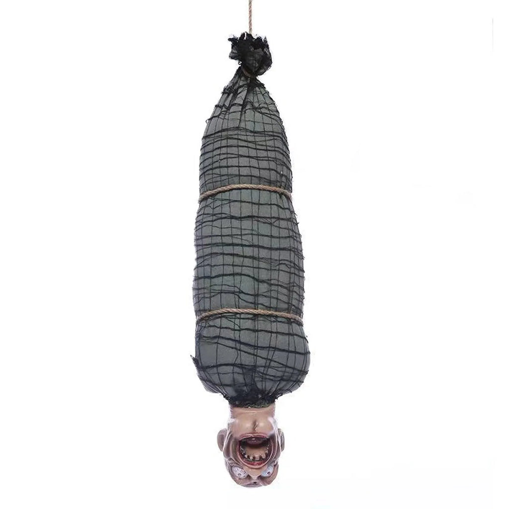 2.46 Ft Halloween Hanging Animated Corpse With LED Light Up Eyes Talking & Shaking Scary Ghost Sound Effect For Halloween Decor