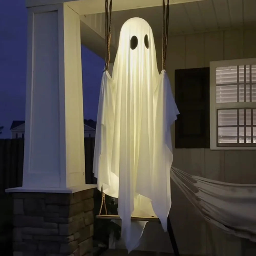 Luminous Halloween Hanging Swing Ghost Large Adjustable Brightness Yard Flying Ghost Swing Ornament LED Remote-controlled