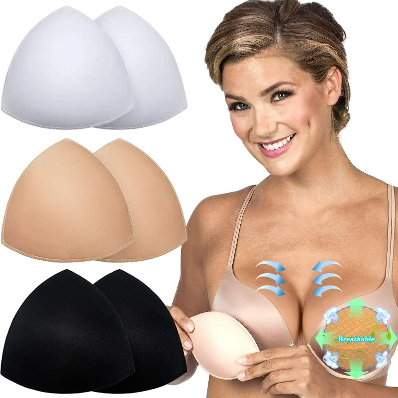 2/12pcs Bra Pads Soft Sponge Women Triangle Bra Pad Sports Bra Bikini Pads Yoga Bra Swimsuit Bralettes Nursing Bra Inserts