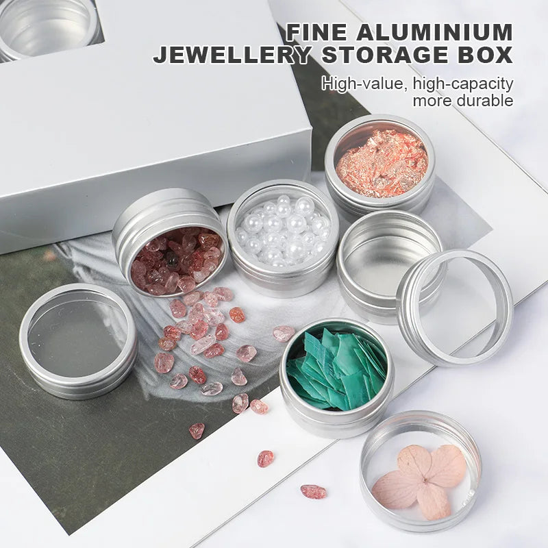 Multifunctional Silver Aluminum Empty Cans Cosmetic Container Lip Balm Nail Art Makeup Cream Jar Storage Box Nail Supplies