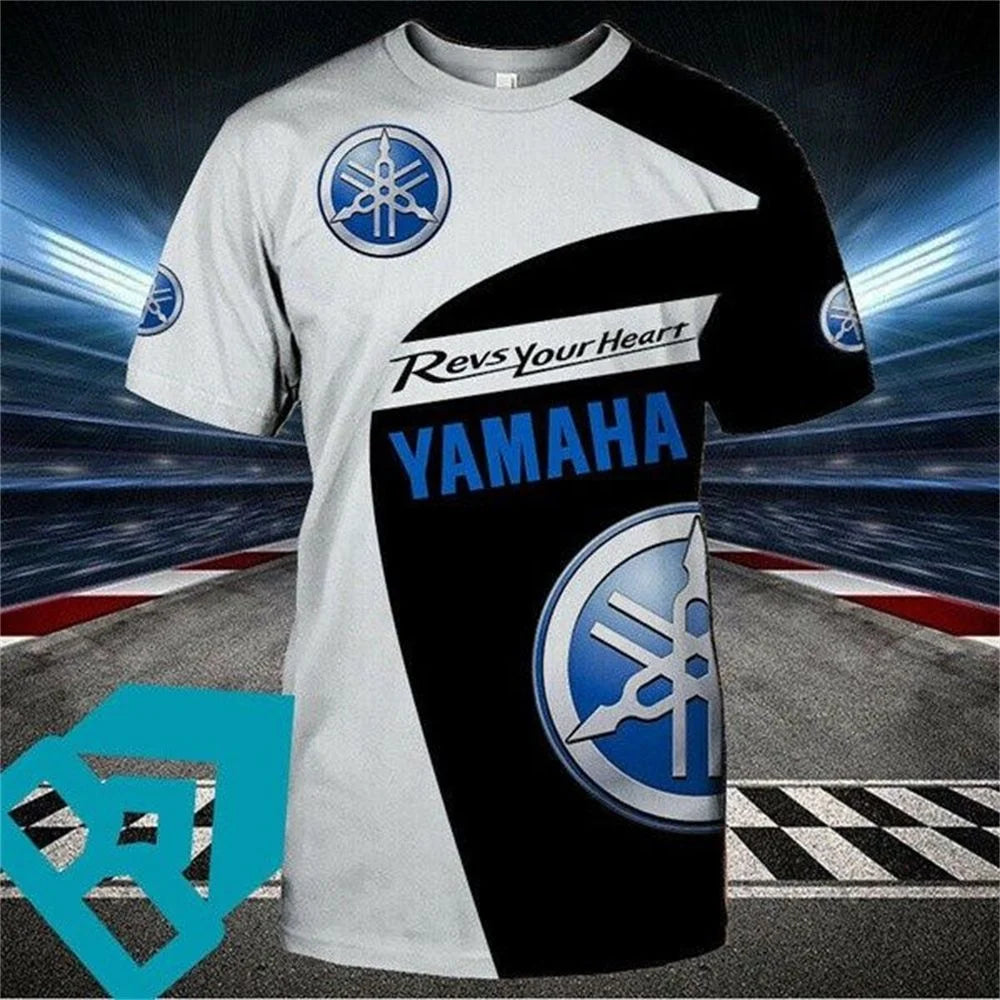 New Yamaha fashion 3D printed team motorcycle cross-country racing T-shirt for men, quick-dry, breathable, round-neck sports shirt