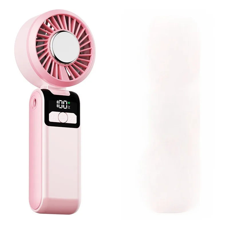 Handheld Folding Semiconductor Digital Display Desktop Fan Cooling Superconductor Ice Compress Handheld Fan One-Button Outdoor