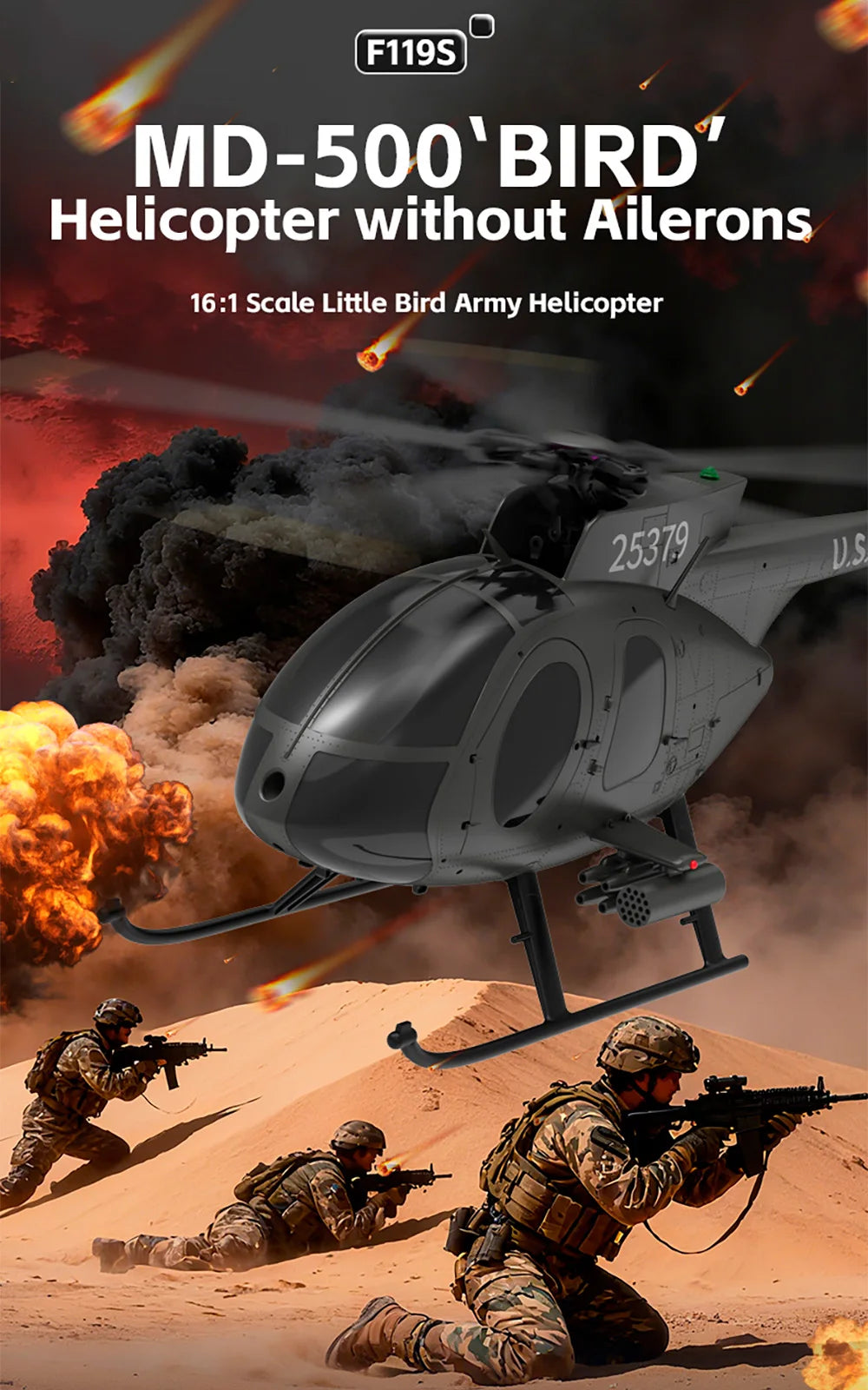 YUXIANG 1/16 F119S(MD500) 9CH GPS RC Helicopter