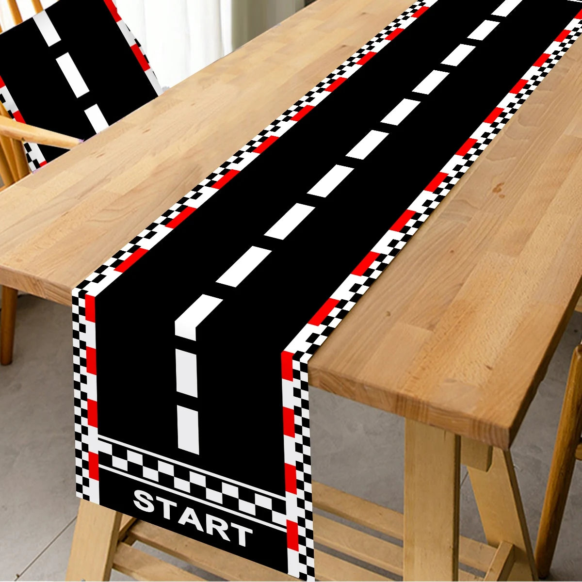1pc Racing Car Birthday Party Table Cover Polyester Table Runner for Birthday Party Kitchen Home Decor