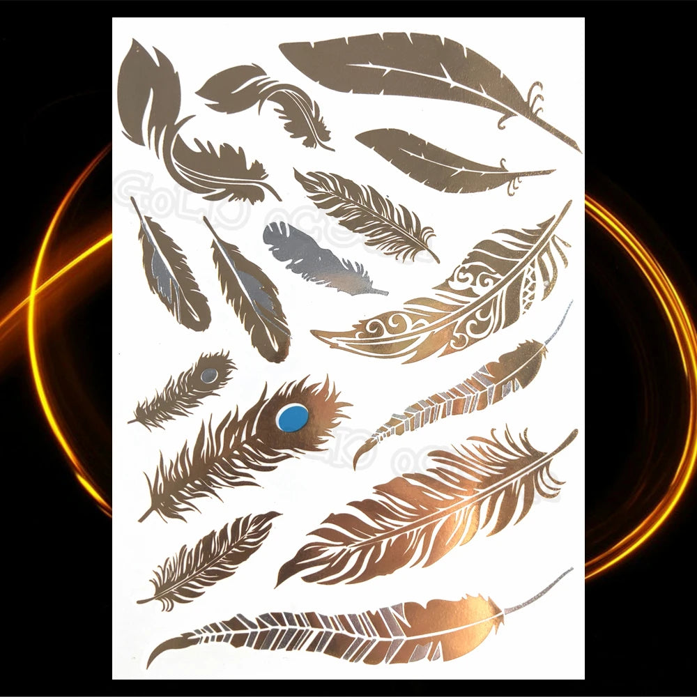 1PC Summer Style Men Women Body Art Gold Metallic Tattoo Sticker HYS-101 Chain Bracelet Fake Jewelry Waterproof Temporary Tattoo