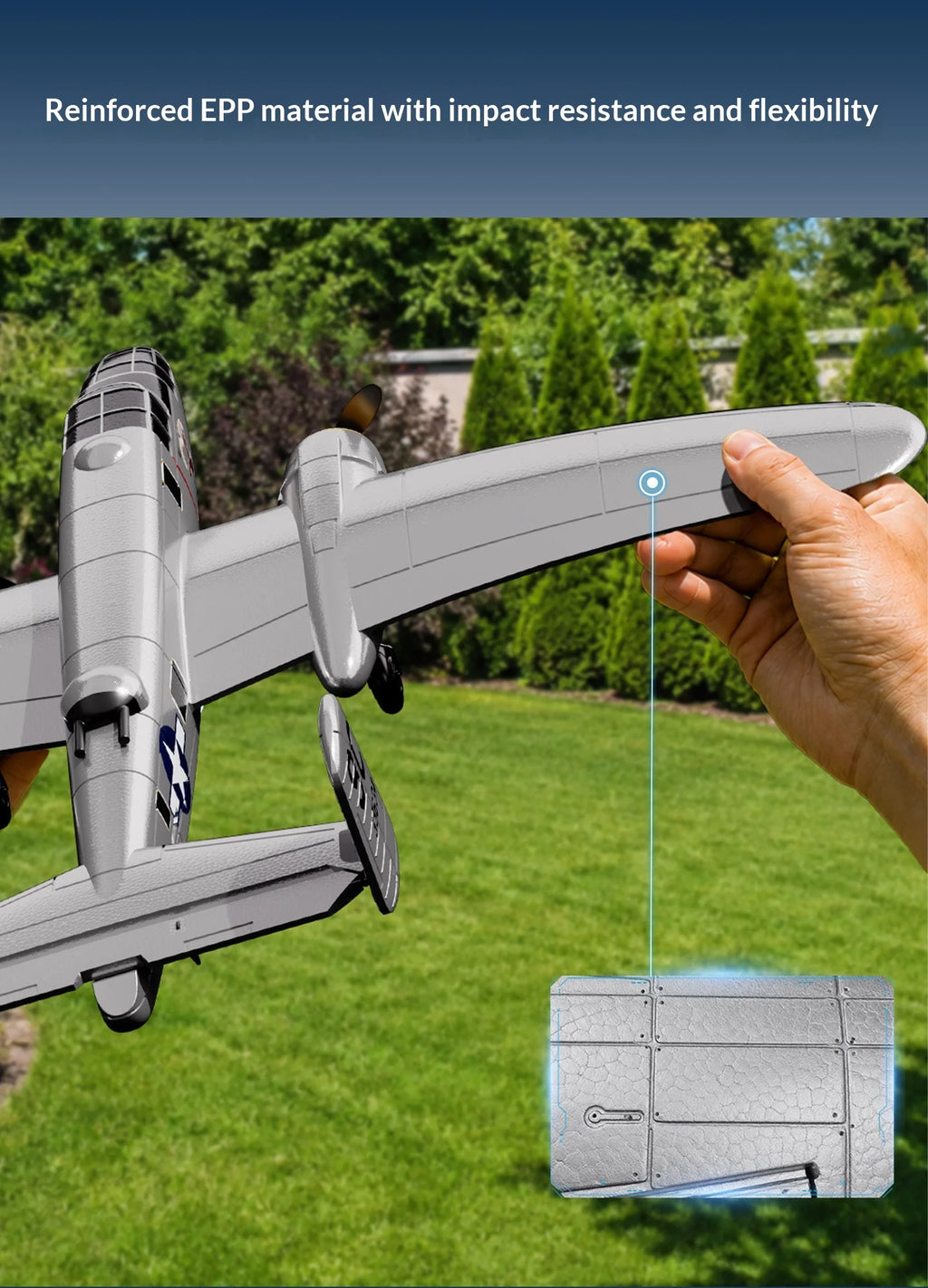 Volantex B25 Mitchell Bomber Remote Control Rc Fixed Wing 3 Channel Dual Motor Foam Airplane With Xpilot Stabilization System