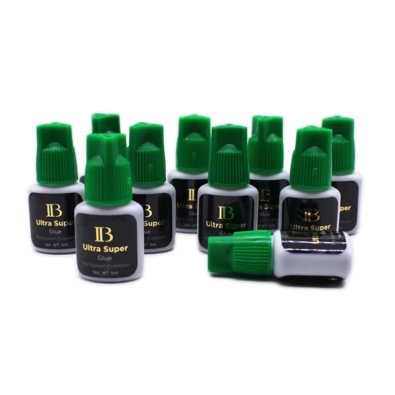10 Bottles Black False Eyelashes Glue IB Ultra Super Glue Individual Fast Drying Glue for Eyelash Extensions 5ml/10ml