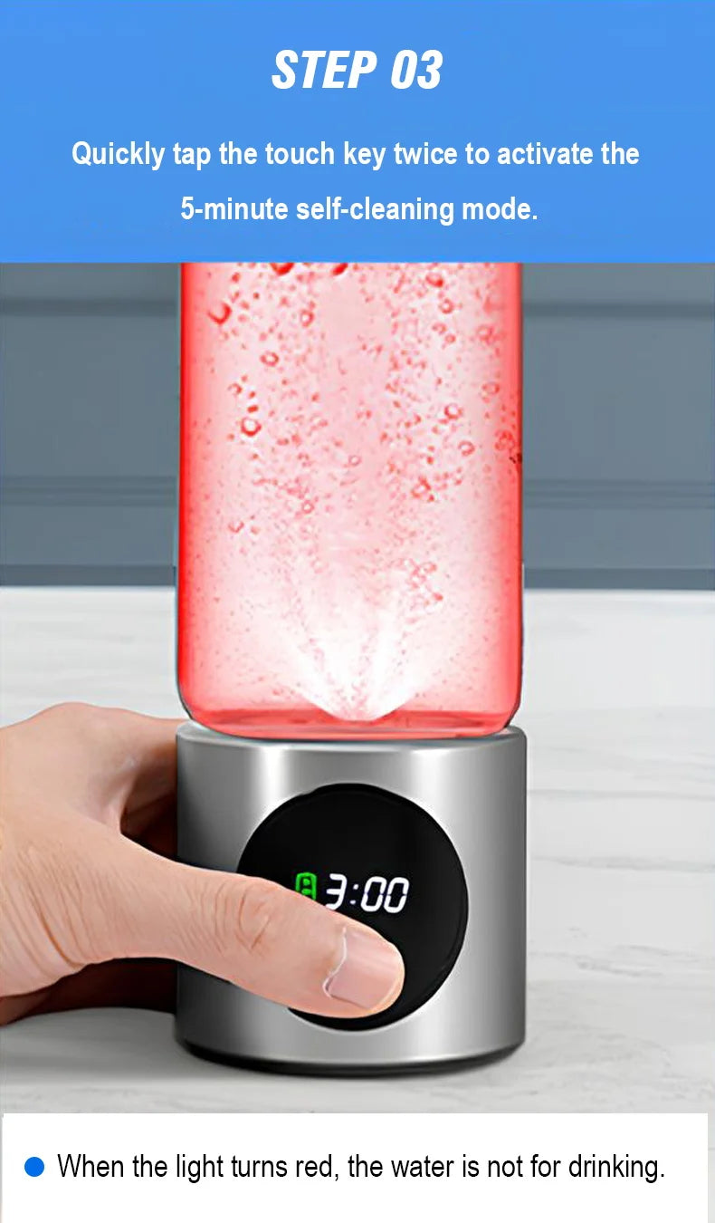 Portable High Performance Hydrogen Water Generator Bottle SPE PEM Chamber Electrolytic Ionizer Rechargeable Hydrogen Water Cup