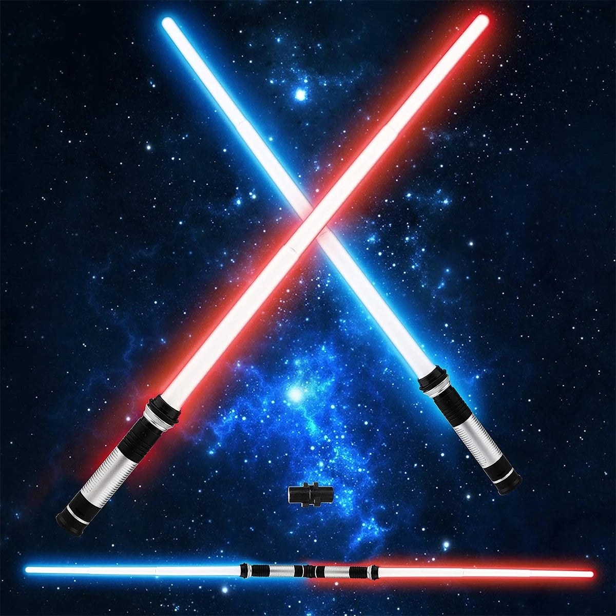 2 Pcs Led Luminous Sword With Connector Battery Operated 2-In-1 Retractable 7 Color Changing Glow Sword Light Children Toys Gift