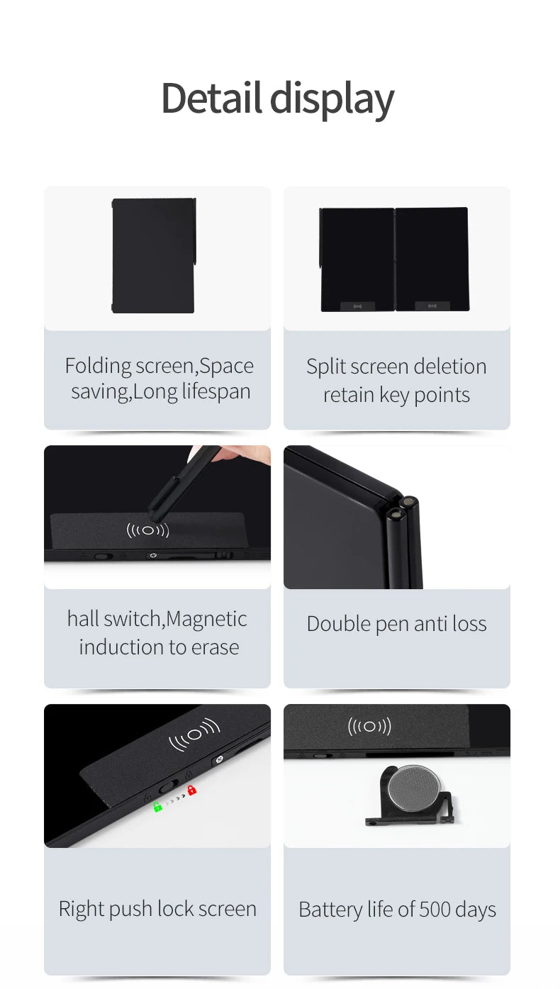 14.3-inch Folding Screen LCD Superfine Handwriting Writing Board Meeting Magnetic to Erase Drawings Tablet Split Screen