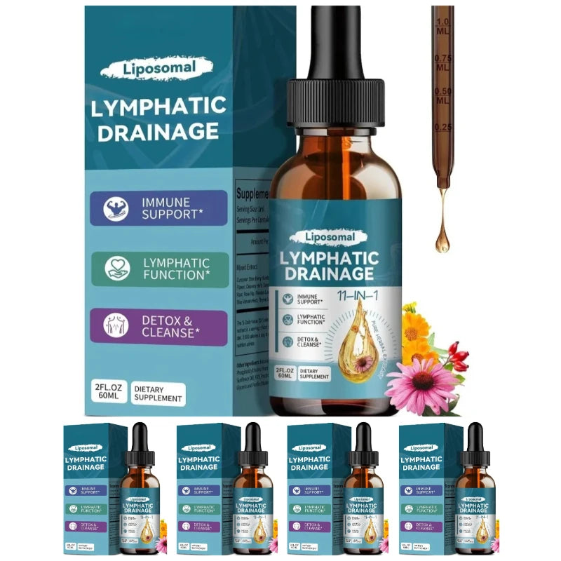 Lymphatic Drainage Support Drops with Elderberry Echinacea Burdock & Dandelion for Fluid Balance Detox & Circulation 2 Fl Oz